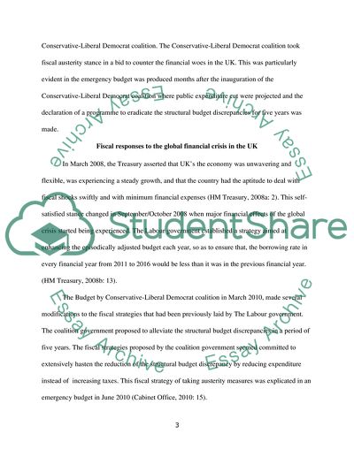 Fiscal Responses to the Global Financial Crisis in the UK