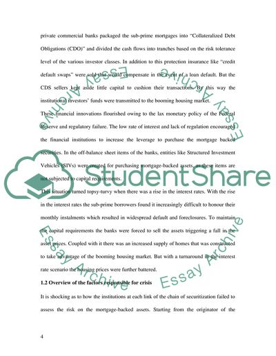 Financial Crisis and the Effects on the Credit System from the Investor Perspective