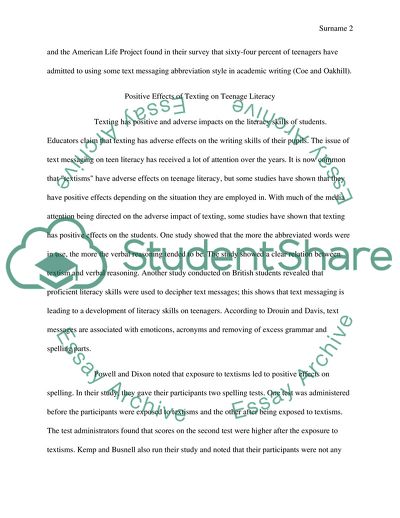 Effects of Text Messaging on Teen Literacy