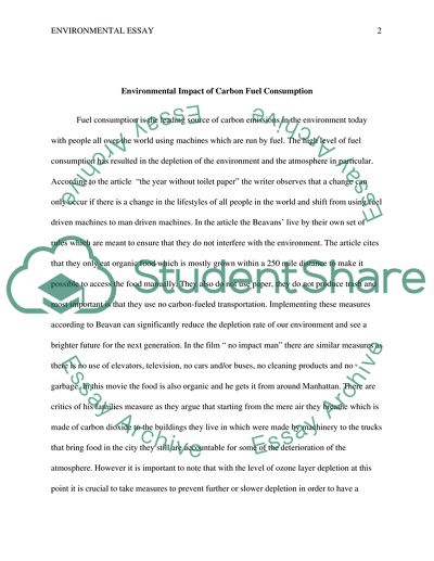 Environmental Impact of Carbon Fuel Consumption