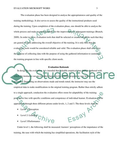 Evaluation Microsoft Word