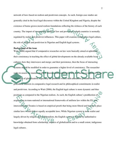 Comparative Legal Culture - Nigeria versus England and Wales