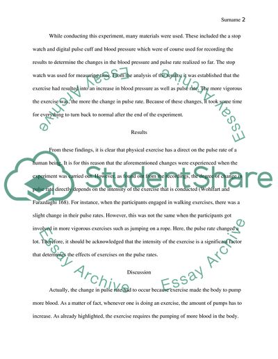 Effect of Exercise on Blood Pressure and Pulse Rate