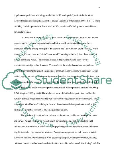 Staff Training and Prevention of Violence in mental Health Care Units