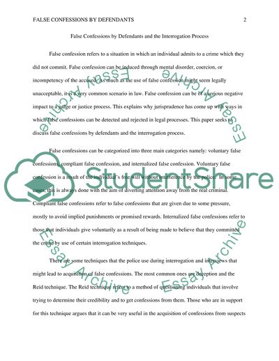 False Confessions by Defendants and the Interrogation Process