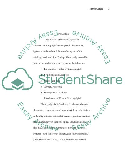 The role of stress and depression in fibromyalgia