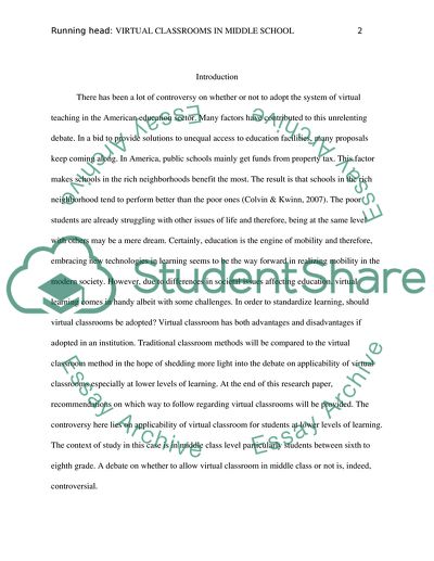 Controversy about Virtual Classrooms in Middle School