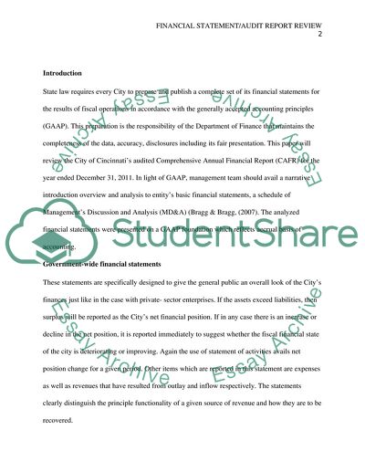 Financial Statement/Audit Report Review