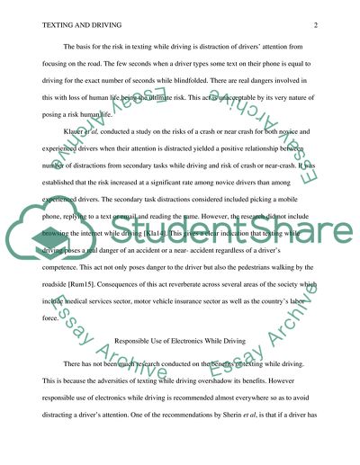 Dangers of texting and driving