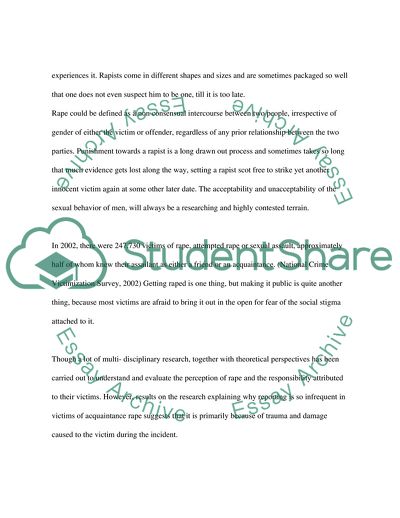 Myth and Reality: Rape in Non- incarcerated Sexually Aggressive Males