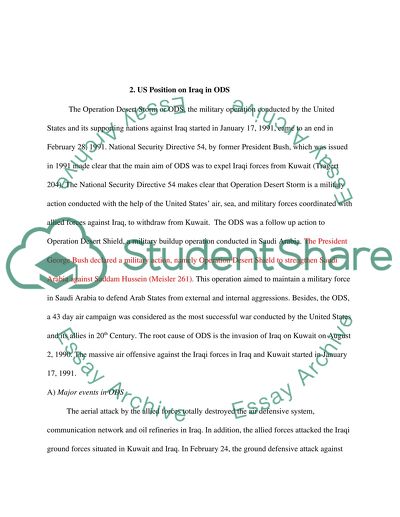The Position of the United States on Iraq in Operation Desert Storm