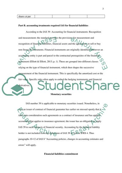 Accounting Treatments Required IAS for Financial Liabilities