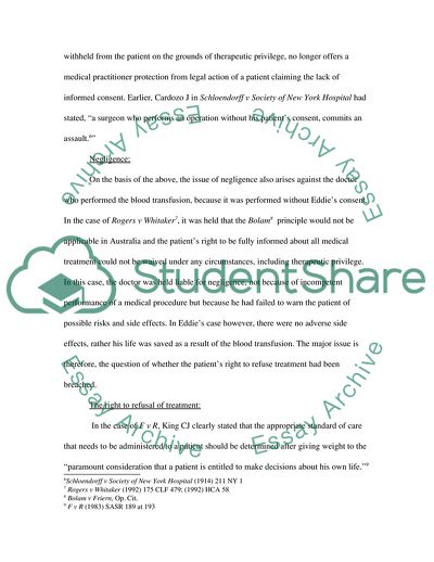 The Patients Right to RefuseTreatment