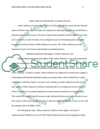 Questionable Accounting Practices