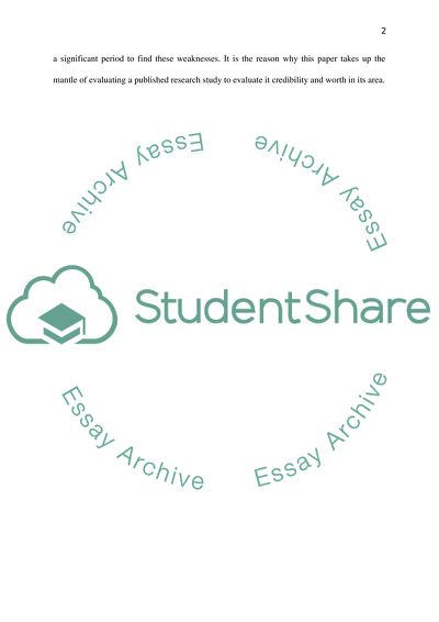 Critical Review and Appraisal of Published Research Study