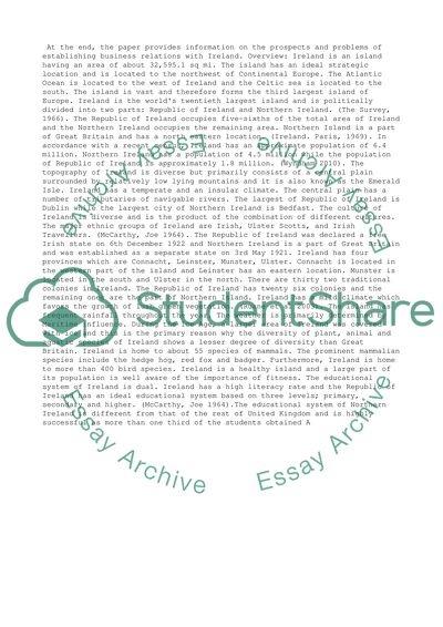 Analysis of the Business and Operationg Environments of Ireland