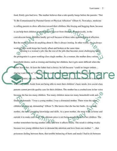 The Irony of Ironing in Olsens I Stand Here Ironing