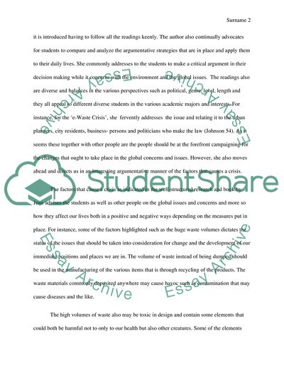 Rhetorical Analysis of Global Issues and Local Arguments