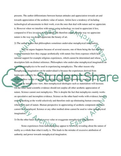 Analysis of the 6th Chapter of The Aesthetics of the Natural Environments