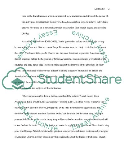 The History of the Great Awakening