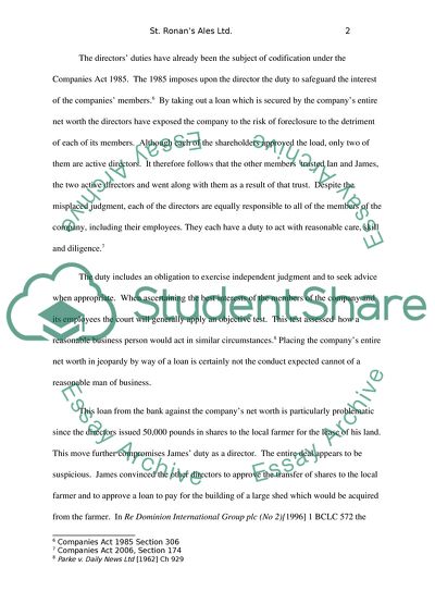 Business and Corporate Law: St. Ronans Ales Ltd