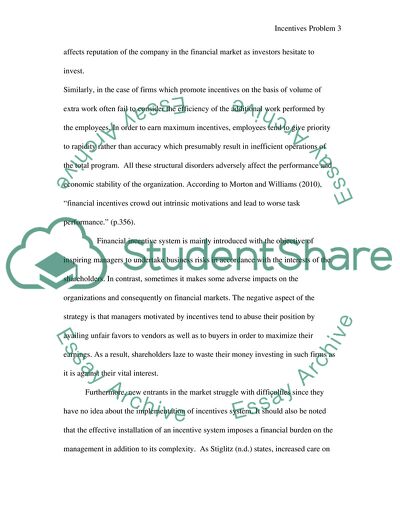 Incentives Problem in Financial Markets