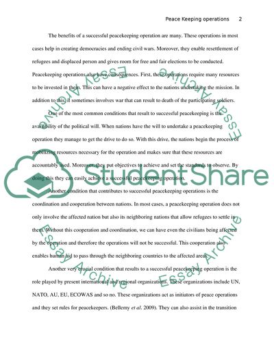 Conditions that Contribute to Successful Peacekeeping Operations