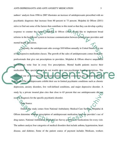 Anti-Depressants and Anti-Anxiety Medication