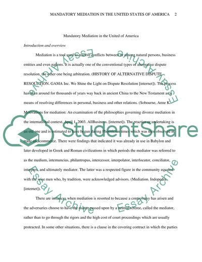 Mandatory mediation in the United States of America