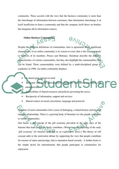 Online Communities from the Perspective of Business