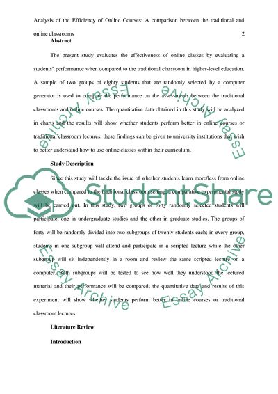 Analyzation of the Efficiency of Online Courses: a Comparison between the Traditional and Online Classrooms