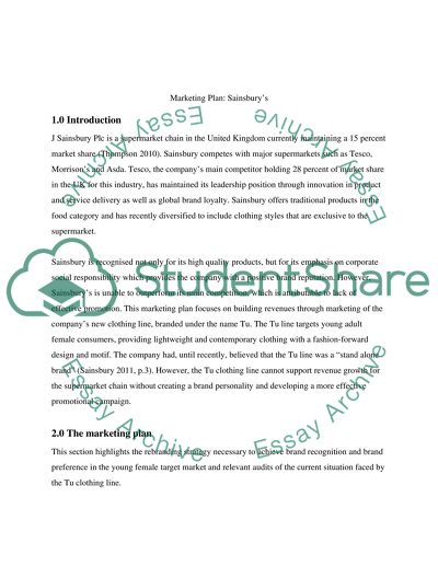 Marketing Plan: Sainsburys