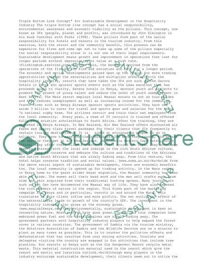 Triple Bottom Line Concept in the Hotel Industry