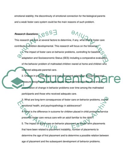 Developmental Issues as Emerging Challenge in Foster Care
