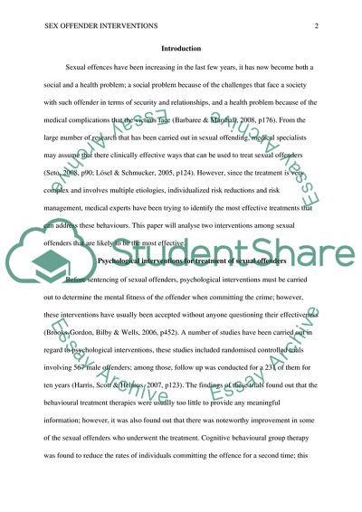 The Effectiveness of Sex Offender Interventions