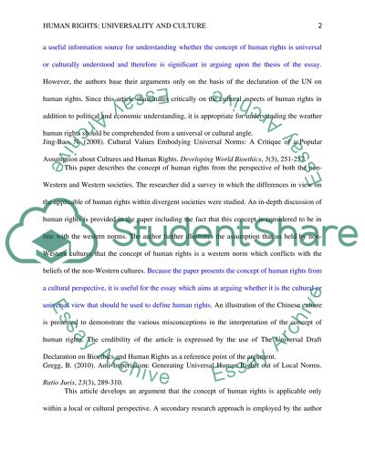 Human Rights, Univarsality and Culture