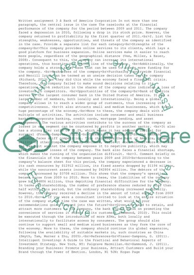 Written Assignment 3 - Bank of America Corporation