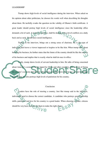 Donald Trump as a Good Leader