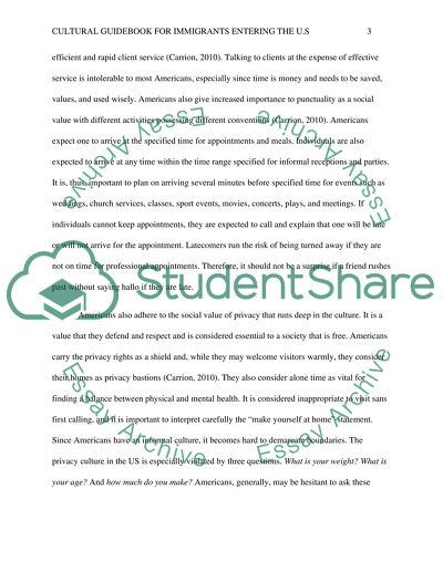 Cultural guidebook for immigrants entering the U.S