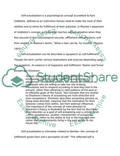 Analysis of Self-Actualization as Related to Happiness