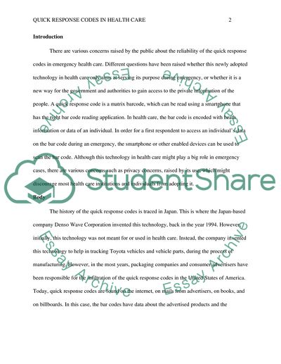 WE can but should we Use of quick response codes in health care