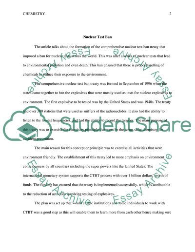 Chemistry - Nuclear Test Ban