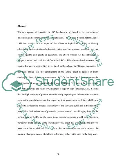 Anthropological Perspective on Education Reform in Chicago