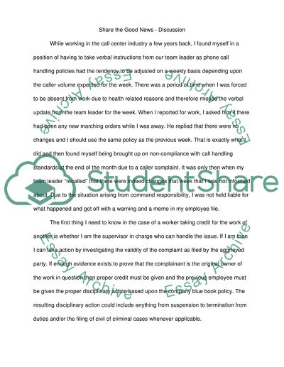 W 4: Share the Good News - Discussion