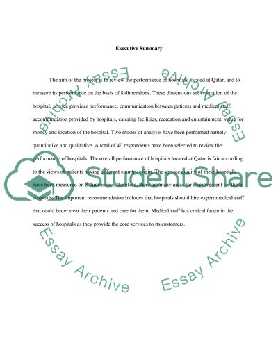 Measuring Performance of Hospitals at Qatar