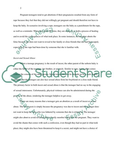 Causes and Effects of teenage abortion in the USA