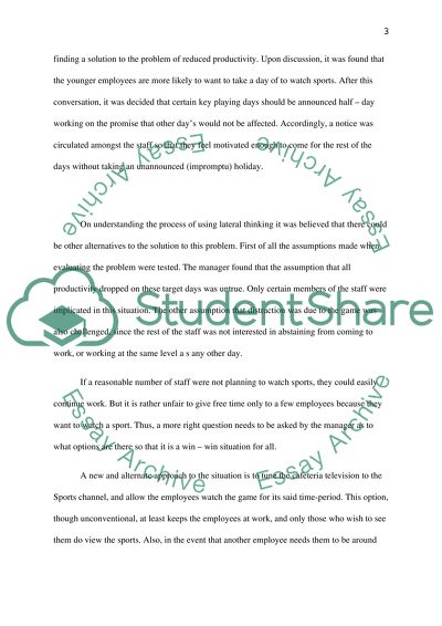 Lateral Thinking of Problem-Solving