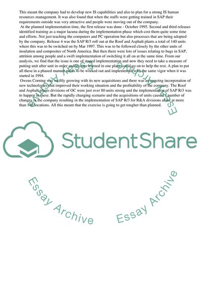 Course of Action for Owens Corning