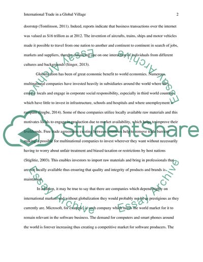 International Trade in a Global Village