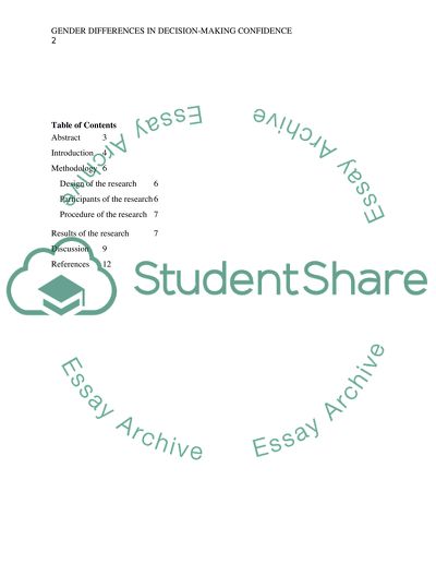 Gender Differences in Decision-Making Confidence